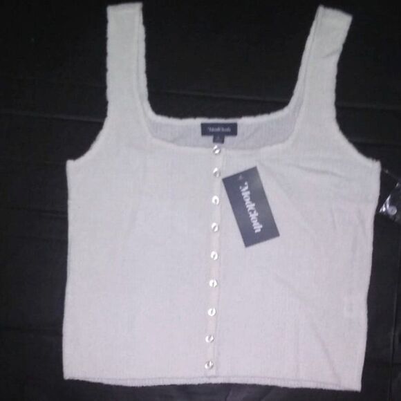Modcloth Tops - MODCLOTH NWT L Ivory Super Soft Fuzzy Cropped Tank